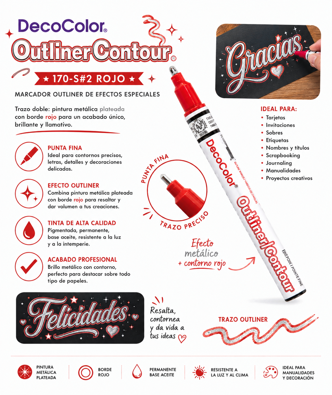 Marcador DecoColor Outliner Rojo