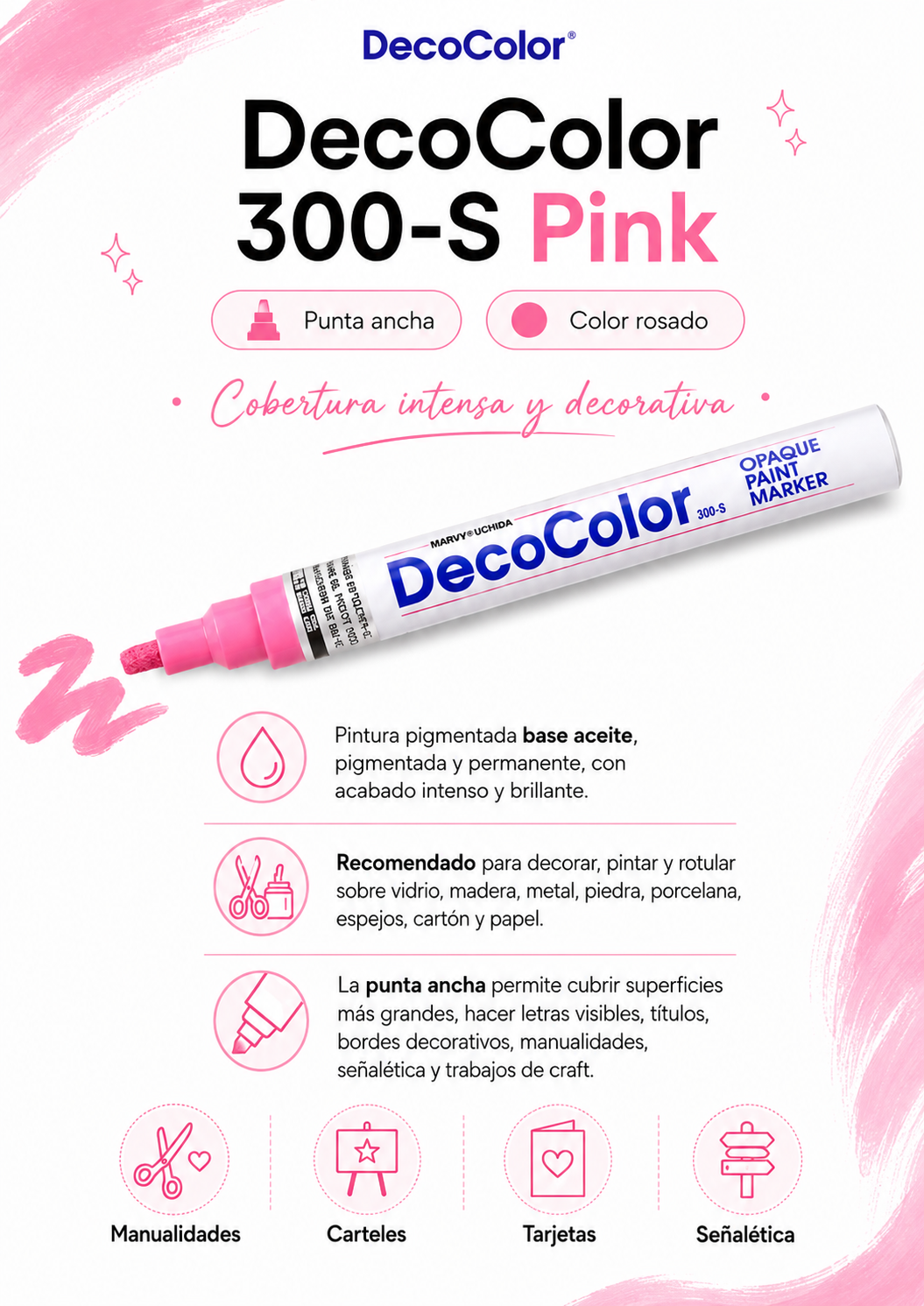Marcador DecoColor Ancho Rosado