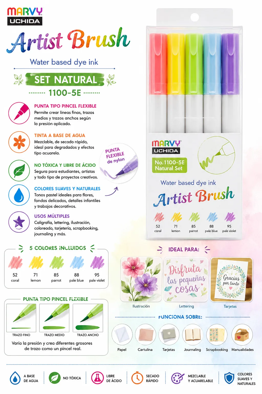 Set Brush Natural 5 Unid.