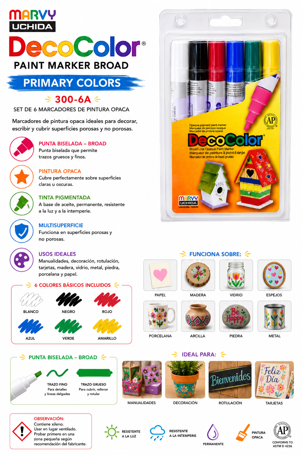 Set DecoColor Primarios 6 Unid.