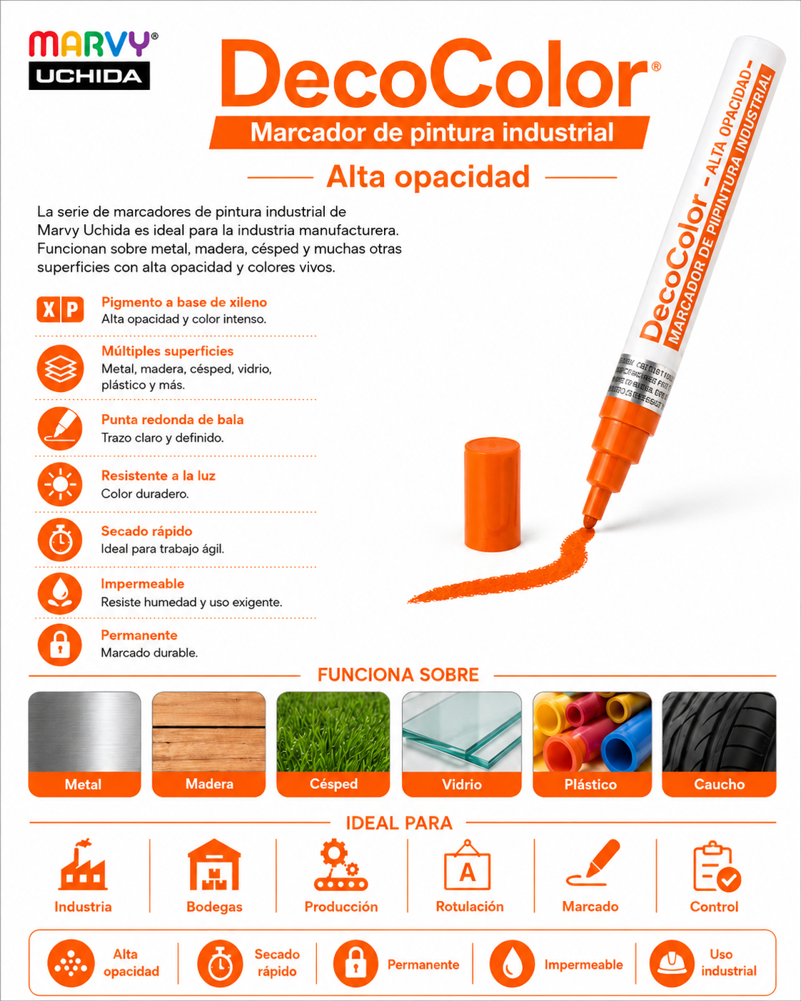 Marcador Industrial 728 Naranja