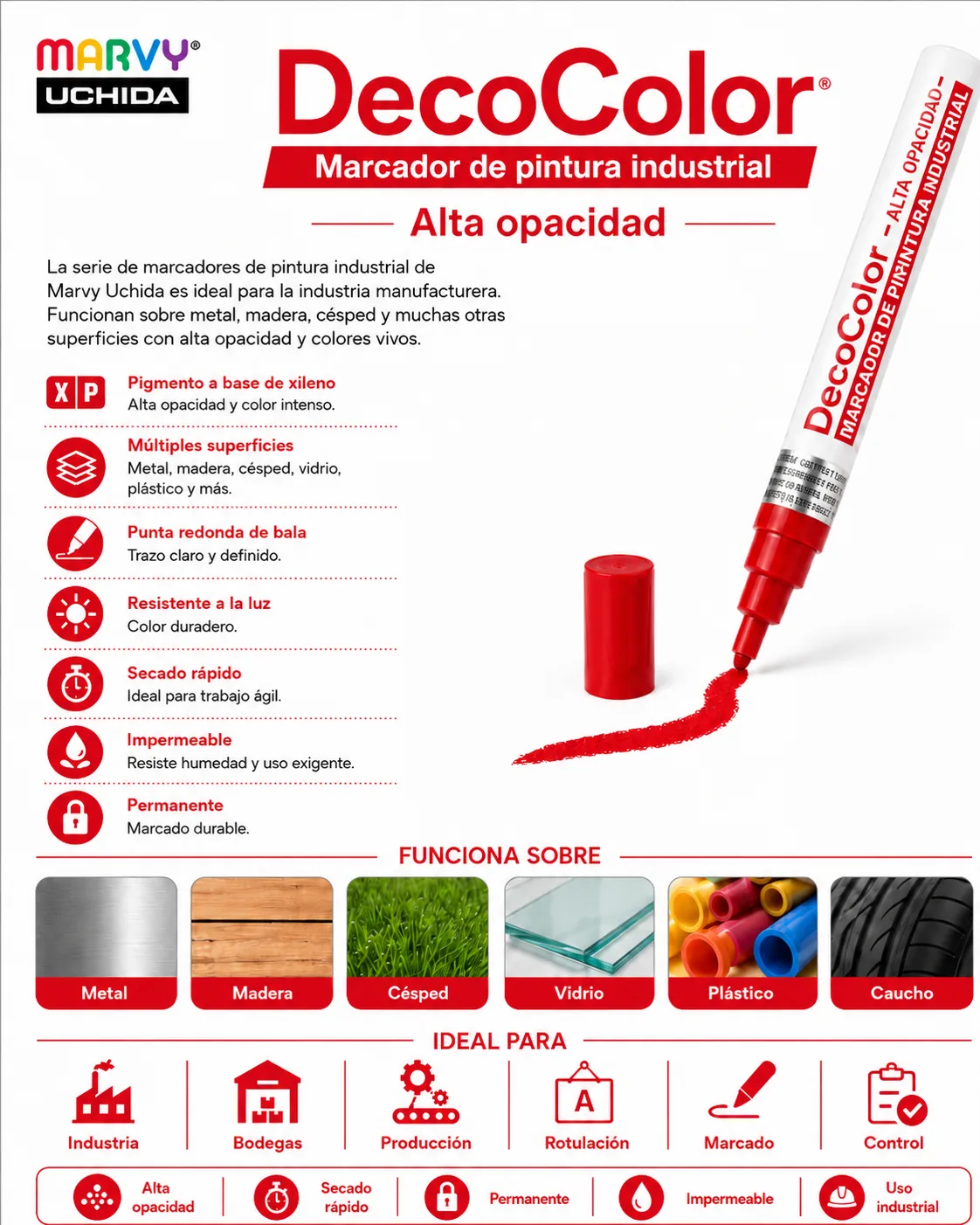 Marcador Industrial 728 Rojo