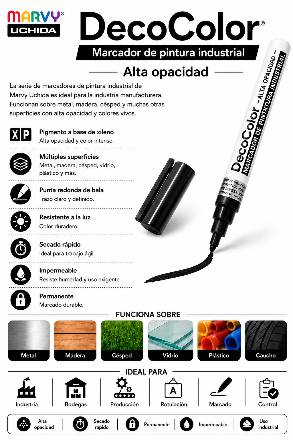 Marcador Industrial 728 Negro