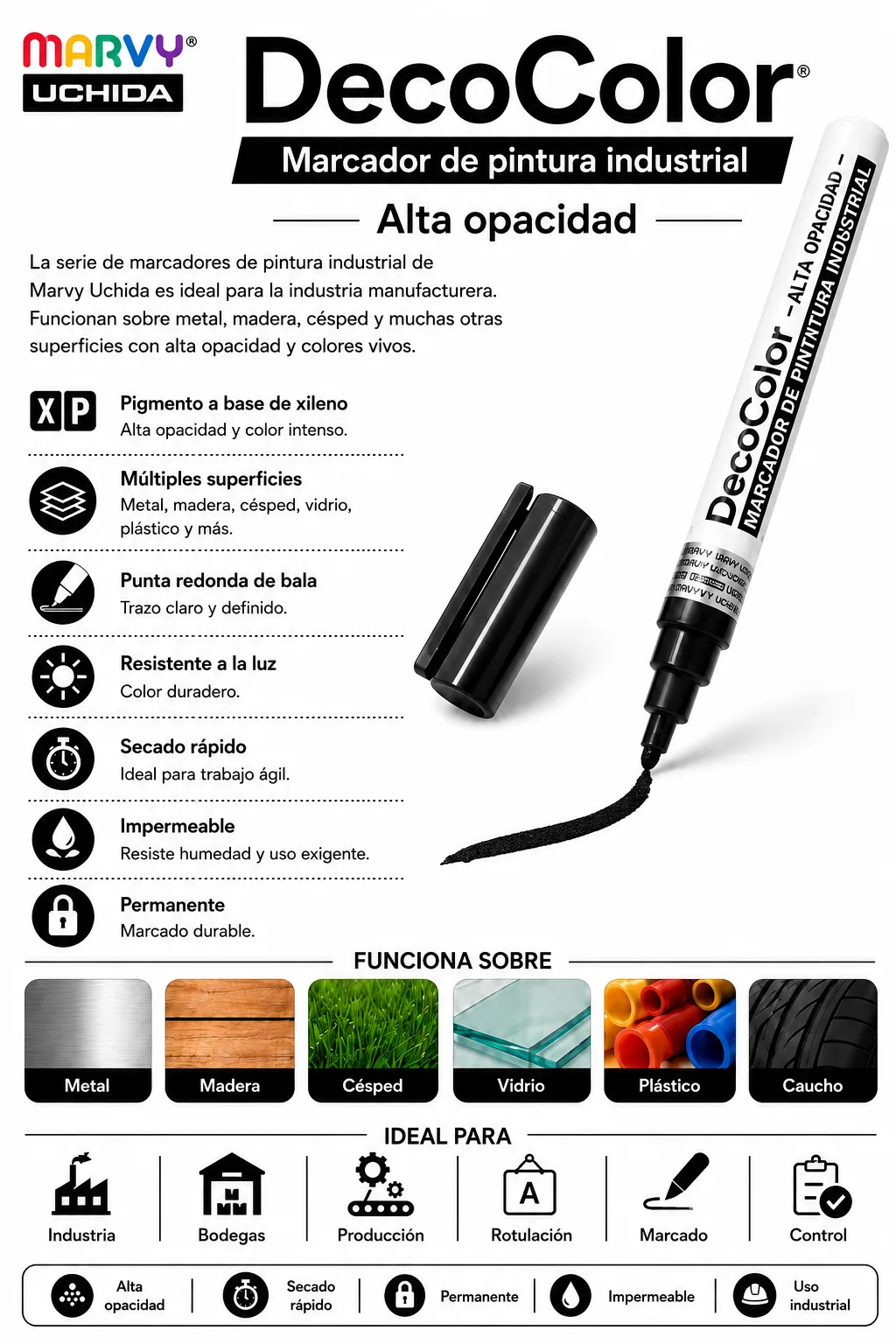 Marcador Industrial 728 Negro