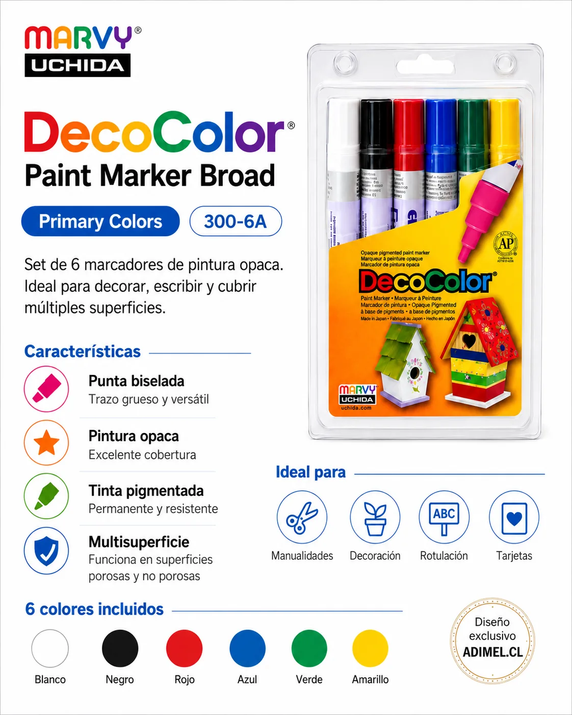 Set DecoColor Primarios 6 Unid.